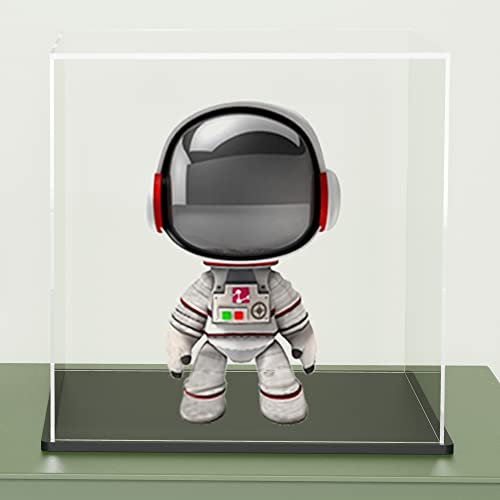 HOPEME Acrylic Display Box - 7x7x7 Inch, Dustproof Case with Lid and Matt Black Base for Collectibles, Models and Action Figures