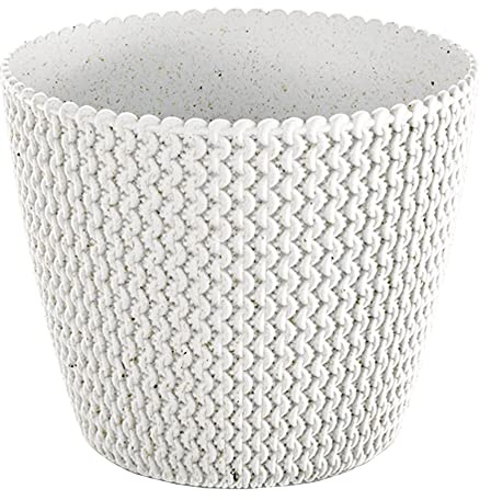 Prosperplast Blumentopf, gebrochenes Weiß, ohne Tank, Kollektion SPLOFY ECO Wood, 15,7 x 15,7 x 13,2 cm, Fassungsvermögen 1,7 l.