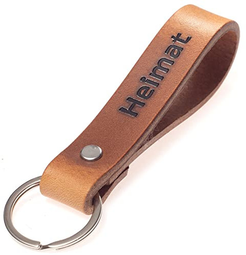 ELBERCRAFT® Schlüsselanhänger Leder HEIMAT der Schlüssel Organizer für deine Schlüsseltasche keychain made in Germany braun Gravur schwarz