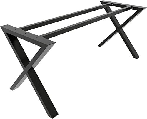 MetaloPro Tischbeine Metall, Schwerlast Stahl Schreibtisch Beine, Tischkufen Schwarz und Schrauben, Bodenschoner, Trapez Tischgestell für Moderne Couchtisch, Esstisch, Wohnzimmertisch – 180x70x72 cm