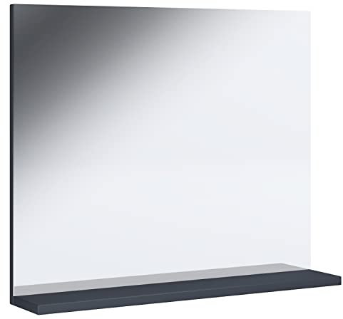 Badspiegel Rahmenlos | Hängespiegel mit Ablage | modernes Design | Maße ca. H. 60 x B. 50 x T. 2 cm | Wandspiegel – Landos