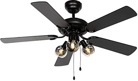 Qazqa mistral - Ventilateur de plafond - 3 lumière - Ø 107.5 cm - Noir - Rustique - éclairage intérieur - Salon I Chambre I Cuisine I Salle à manger