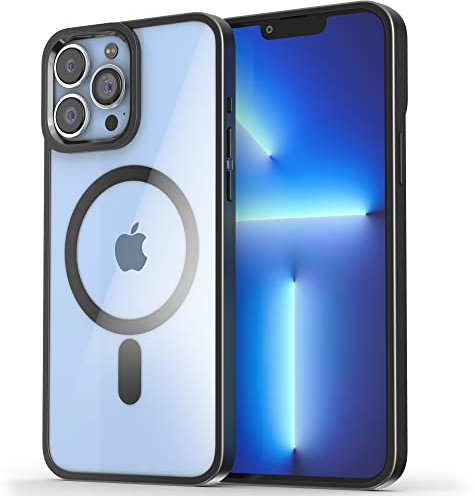 Magnetic Mag-Safe iPhone 13 Pro Max Case 6.7-Inch BLACK Clear TPU Transparent with Shock Absorption Anti Scratch Resistant Bumper Protective Crystal Cover Protect Compatible for MAG iPhone 13 Pro Max