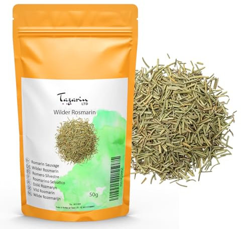 50g Feuilles de Romarin Sauvage de l'Atlas, Entières et Séchées - Très Aromatique Comparés au Romarin Cultivé, Séchés au Soleil