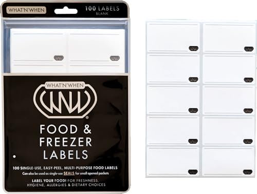 100x Blank Fridge, Freezer Labels Easy Peel Off – Frozen Food Labels Stickers, Premium Quality, Easy to Write Matt Surface, Perfect Size (7x4cm) Leaves No Sticky Residue After Use by What’N’When