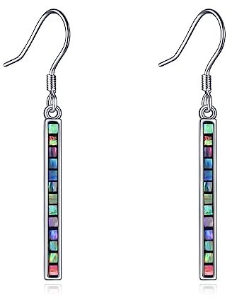 YFN Bar Ohrringe Sterling Silber Stab Hängen Tropfen Ohrringe Abalone Schale Schmuck Geschenke für Damen