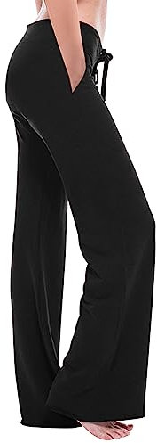 Pantalon Yoga Femme Été Coton Pantalons Taille Haute Elastique Ample Léger Cordon Pantalon Décontractée Solide Couleur Pantacourt Wide Leg Sport Longueur Pants avec Poches