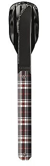 Akinod Couverts droits élégants gastronomiques avec insert magnétique (couteau, fourchette et cuillère) - magnetic straight cutlery 12H34 mod.BLACK MIRROR Tartan Rouge