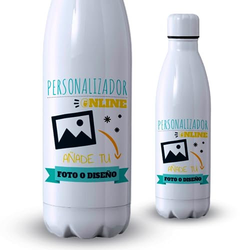 CUAC REVOLUTION Botella Personalizada con Foto y Texto 500ml | Botella de Agua Acero Inoxidable térmica de Doble Capa | Libre de BPA y Reutilizable | Bebidas frías 24h y Calientes 12h
