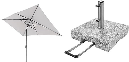 Doppler Sonnenschirm Jack 300x200 Hellgrau Granit-Sonnenschirmständer mit Ausziehgriff 72kg