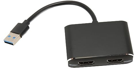 Fockety Adattatore USB 3.0 a Doppio HDMI, Scheda Grafica Video Esterna Adattatore Display HDMI per Doppio Monitor 1920x1080P 5 Gbps USB C Splitter 2 Monitor Display Esteso per PC Laptop