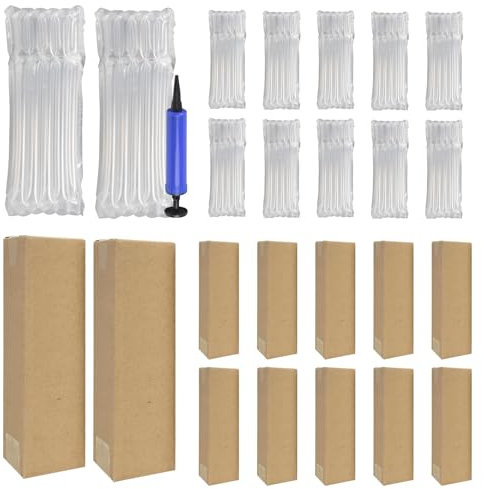 Lot de 10 Emballages gonflables pour Bouteille de vin et Boîte d'expédition de vin avec Pompe à air Colonnes d'air gonflables pour un emballage sûr et un transport
