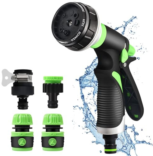 Gartenbrause, Handbrause Garten-Spritzpistolen, 8 Einstellbare Bewässerung Muster, Einstellbarer Wasserdurchfluss Spritzpistolen Bewässerungspistole für Bewässerung, Autowaschen