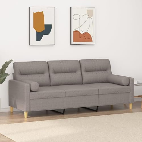 Cozynest 3-Sitzer-Sofa mit Zierkissen Taupe 180 cm Stoff Liegesofa für Wohnzimmer, Polstersofa Sessel Relaxsofa Loungesofa Relaxcouch