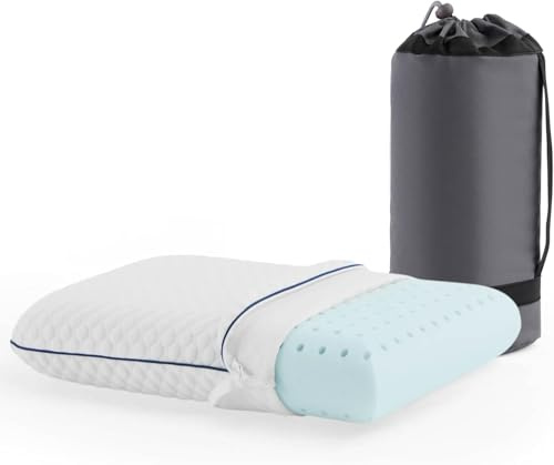 Weekender Gel Memory Foam Camping Pillow - Travel Essentials & Must Haves - Camping Gear & Accessories - Contouring Neck Support - Small Size Compatible for Car, Airplane, and Beach - 1 Pack