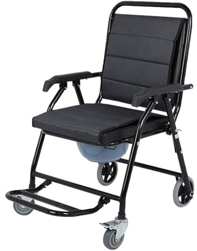 Chaise Percée d roulettes, Chaise de Douche À roulettes, Sièges de Toilettes et Chaises Percées, Siege Douche Adulte avec Pot, Fauteuil de Douche, Chaise Pot Noir