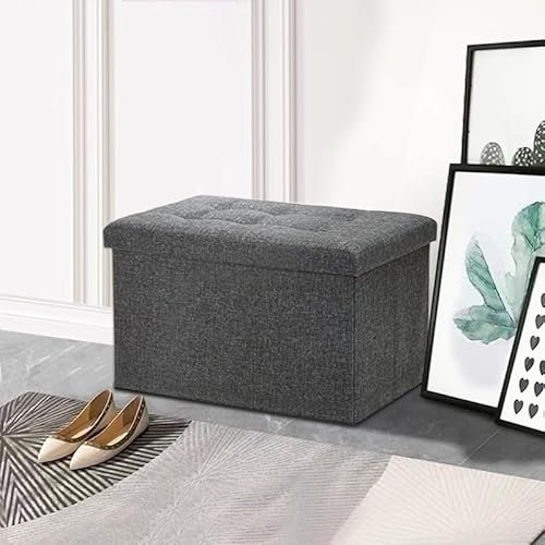 Frixovel Coffre de Rangement, Ottoman avec Espace de Stockage, Banc de Rangement Intérieur Repose-Pieds,pour Salon, Chambre, Entrée(Gris, 76x38x38cm)