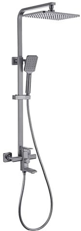 BiaoTeng Columna de Ducha con Grifo Monomando, Ducha de mano de 3 funciones, Columna de Ducha de Baño Con Grifo - Juegos de Alcachofa Gris
