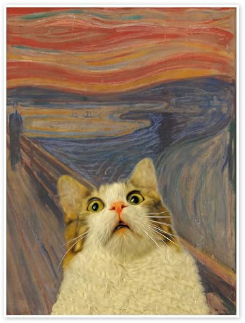 Posterlounge Der Schrei - Katze III Poster von Artelele 30 x 40 cm Orange Wandbilder Wanddeko