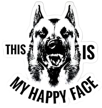 Autoaufkleber Belgische Malinois Aufkleber 15cm(5.9 Inch) Warnschild Aufkleber Belgian Malinois This Is My Happy Face Warning Sign Sticker Stoßstange Autofenster Wasserdichte Dekor