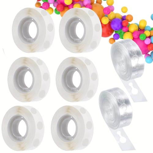600 PCS Balloon Glue Dots with 2 Roll Balloon Arch Tape, Removable Balloon Sticky Spots, Balloon Arch Kit for Birthday Party Wedding Christmas Decorations and DIY Scrapbooking Craft