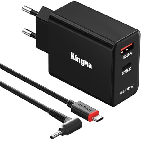 KingMa Cargador de computadora USB de 65 W GaN, adaptador de corriente de cargador de pared de 2 puertos con cable de carga rápida de 1,8 m para Acer Chromebook 11 13 14 15 R11 CB3 CB5 C740 C720 C720p