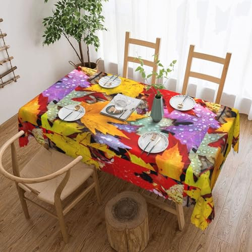 Rechteckige Tischdecke, flecken- und knitterfrei, Picknick-Tischdecke für Outdoor, Camping, Bankett, Party, Herbst, Blätter, Ahorn