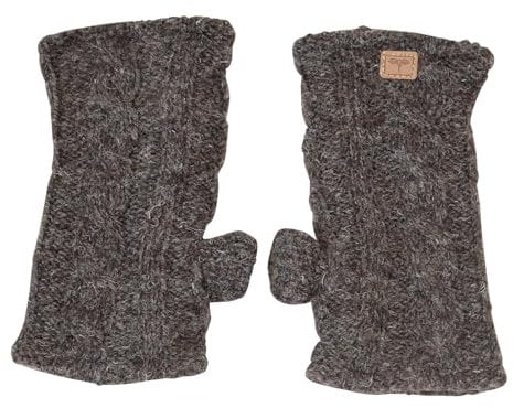 Handgearbeitete Pulswärmer mit Zopfmuster (Braun, Einheitsgröße)