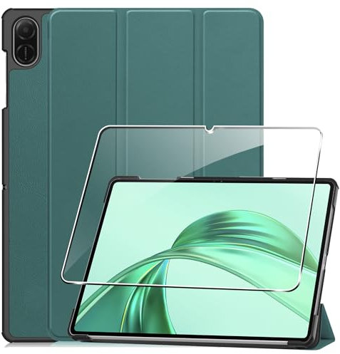 Heioloo Funda para Honor Pad X8a Protectora Carcasa con Auto-Sueño/Estela, + [1 Piezas] Templado Protector de Pantalla, Ultradelgada Carcasa, Verde