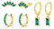 PiercingJak Ohrringe Gold Set 14K Vergoldete Ohrstecker Grün Zirkonia Ohrringe für Damen Hängend Huggie Creolen Kleine Hoop Ringe Helix Tragus Ohr Piercing für mehrere Ohrlöcher, 3 Paar