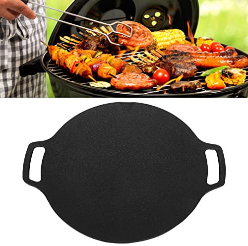 lvifloae Korean Style BBQ Grill Pan BBQ Griddle Double Handled Cast Iron Crepe Pan Non Stick 6 Layer Coating Round Griddle for Indoor Outdoor Dosa Tortillas29cm 33cm 36cm (33cm)