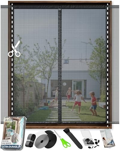ARCOL Fliegengitter Fenster mit Magnet 155x115h cm Zuschneidbar - Moskitonetz mit Klettverschluss - Robuster Magnetvorhang nach maß (155x115 cm, Schwarz)