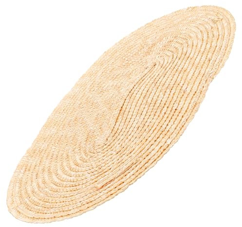 WRITWAA Chapeau Plat Paille Tressée Bonnet De Paille pour Femme Chapeau De Plage Vintage Décoratif