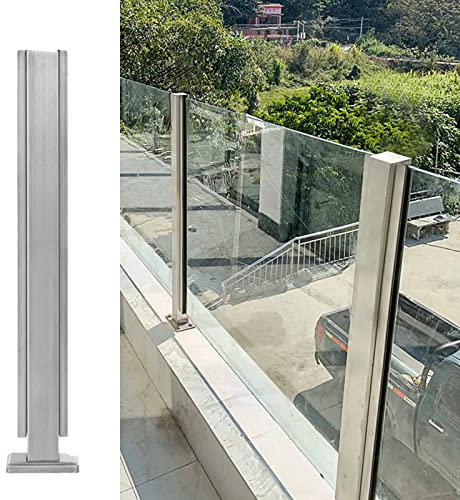 Poteau de balustrade en verre et acier inoxydable pour terrasse, piscine, clôture de sécurité, poteau moyen 130 cm
