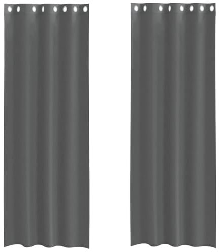 vidaXL Tende in Voile con Occhielli 2 pz Grigio Scuro 140x300 cm, Tenda a Rete, Tenda Trasparente, Voile per Finestra, Trattamento Finestra