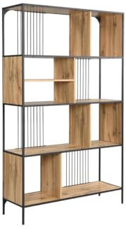 Vente-unique-Regal mit 9 Fächern - MDF & Stahl - Holzfarben & Schwarz - LEMAVIA