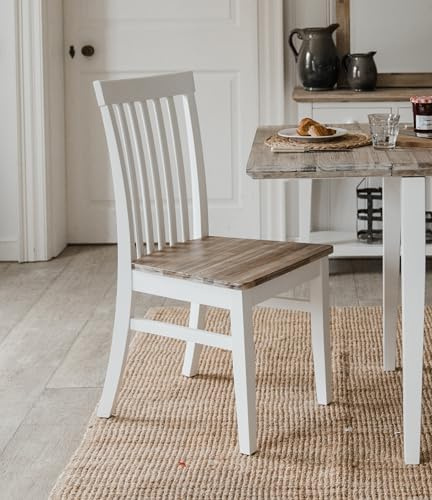 Statement Furniture Florence Dining Chairs with Acacia Wooden Seat | High Back, W45cm, H94cm, D53cm, Seat Height 45cm | Quality Chairs (white, 1-Chair)