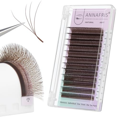 ANNAFRIS Extensions Cils 4D W Marron Préfait Bouquet Cils 0.07 D 8-15mm Premade Fan Eyelash Russe Volume Lash Faux Cils(4DW,0.07D,Brown,8-15mm)