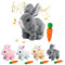 Ostergeschenke Kinder, Bunny Mein Realistisches Kaninchen, Interaktives Kaninchen Spielzeug, Kuscheltier Hase, Ostern Geschenke Kinder, Kaninchenspielzeug, Karottenspielzeug (Weiß)