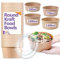 Bag Market | 50 x Kraft Takeaway Food Bowls with Clear Plastic Lids - Round Paper Salad Bowls for Deli, Pasta, Rice, Dessert - Street Food Containers (Extra Large - 1300ml / 46oz)