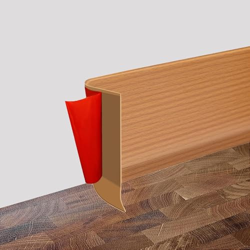 Weichsockelleiste Selbstklebend - Sockelleisten aus PVC, 3.5/6/10 Meter Fussleisten, Übergangsschiene Bodenleisten für Küche, Bad, Schlafzimmern und Wohnzimmern (gelbe eiche, 8cm x 6Meter)