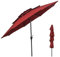 GOPLUS Parasol de Jardin Exterieur, Grand Parasol Inclinable 3M avec 30° Angle Réglable, Protection Solaire, Toit Triplé Ventilé, Manivelle, pour Terrasse, Jardin, Balcon (Rouge)