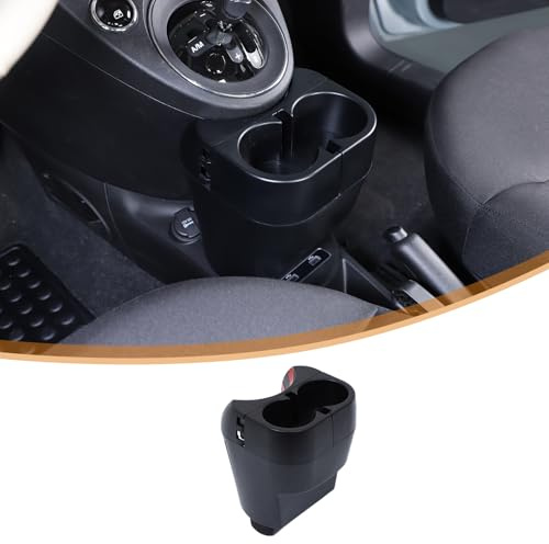 Car Console Drink Phone Holder for Fiat 500 Multi-Purpose Centre Console Cup Holder Expander with Storage Box Base Car Water Bottle Holder Organiser, Bottle Holder for Coffe (Fiat 500 2016-2024, A)