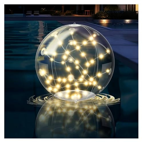Luces Solares Flotantes para Piscina, Pelota Inflable Flotante para Piscina de 13.8,Impermeables IP68, Luces Flotantes para Piscina con Control Remoto para Fiestas (1 Unidad) (Color Cálido)