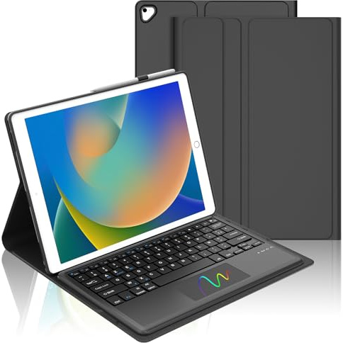 FOGARI Tastiera per iPad Pro 12.9 2017/2015, custodia per iPad Pro 12.9 2 ° /1° generazione con touchpad, francese AZERTY ricaricabile tastiera, nero