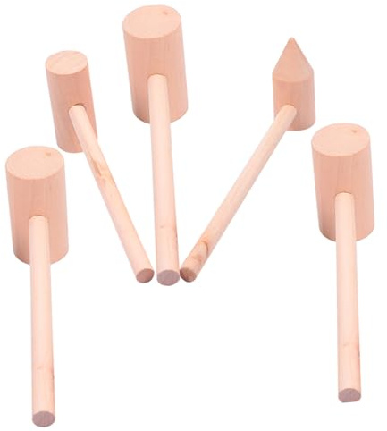 Toyvian 5pcs Small Hammers Wooden Hammer for Boy Girl Mallets for Boys and Girls for Playtime and Educational Activities