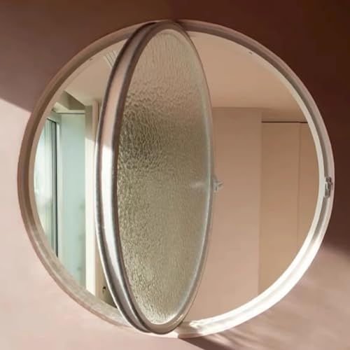 LFONDIGE Finestra Rotonda a Filo, Finestra oblò Girevole a 360° con Maniglie, finestre in Vetro temperato Ventilate girevoli per Bagno e Cucina, Bianco 2,30 cm/11,8 Pollici