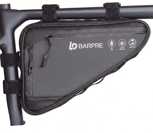 Barpre Bike Frame Bag Waterproof - Triangle Bicycle Bag for Under Top Tube - High Capacity Storage Pouch for MTB & Road Bikes - Reflective, Slim Accessories Organiser for Phone, Keys & Tools