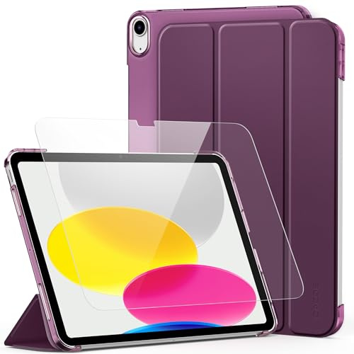CACOE Case for iPad A16 11th/10th Generation with Screen Protector | (2025/2022) 11/10.9 inch Full Protective Tablet Cover for iPad 11/10 Gen,Dark Purple