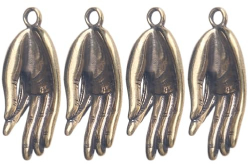 TOVINANNA Kreative Buddha Hand Schlüsselanhänger 4 Stück aus Kupfer Leicht und Formbeständig als Anhänger für Handtaschen und Schlüsselbund